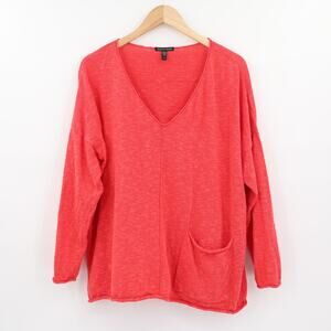 Eileen Fisher Women's Linen Blend Lightweight Sweater Red Sz L